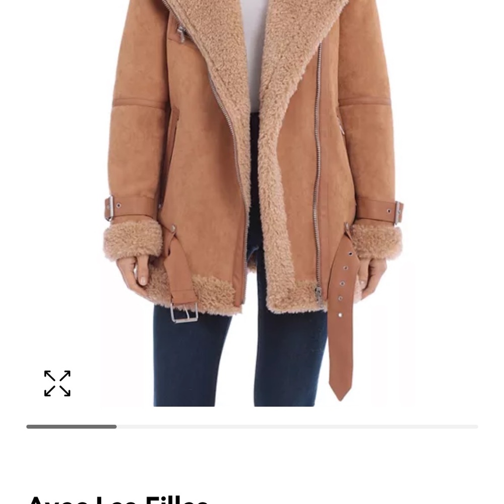 Avec Les Filles Oversized Faux Shearling Biker Jacket, Size Small